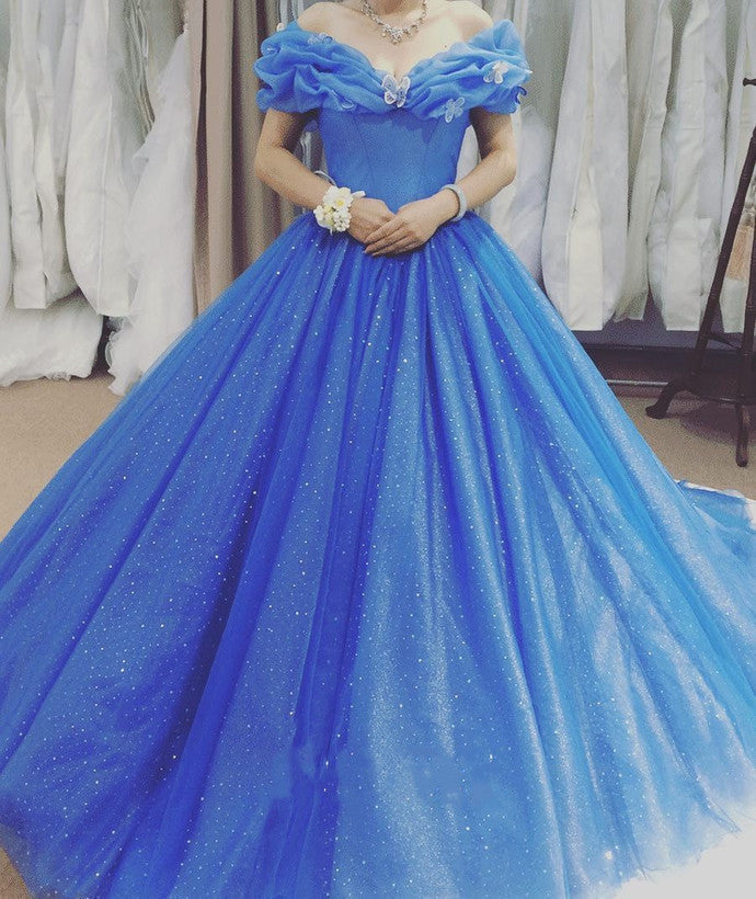Off Shoulder Blue Quinceanera Dress, Bling Quinceanera Dresses prom Sweet 16 Dresses cg10552