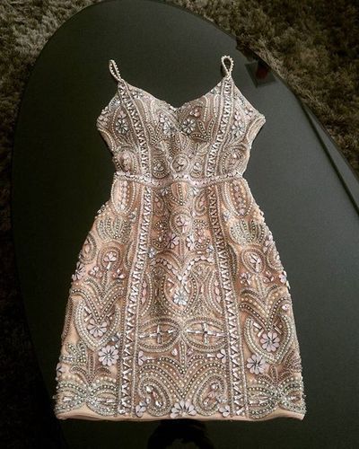 Blush pink homecoming dresses, Gorgeous rhinestone beaded homecoming dresses, Sheath homecoming dresses cg10592