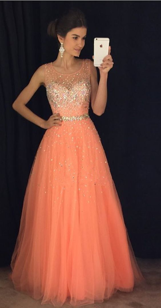 New Arrival Prom Dress,Modest Prom Dress,coral Prom Dresses,cap Sleeves Prom Gowns cg10633