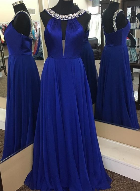 elegant royal blue prom dress with beading cg10669
