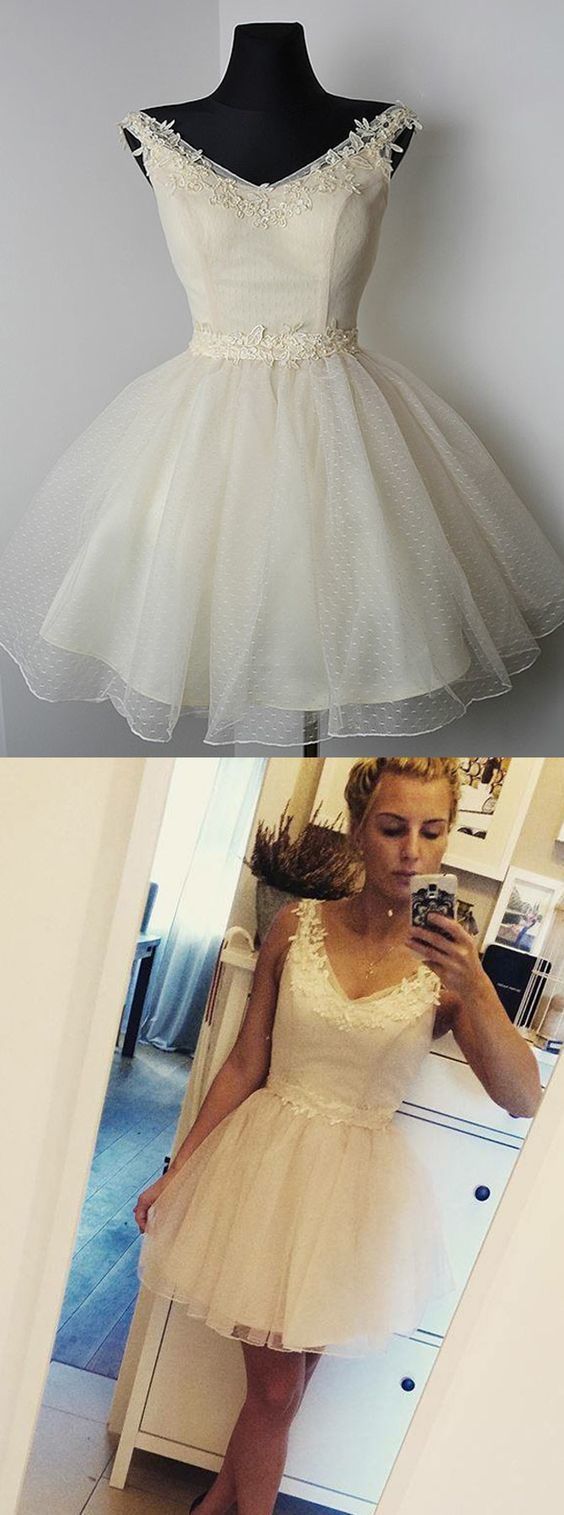 Elegant V-Neck A-Line Homecoming Dresses cg10672