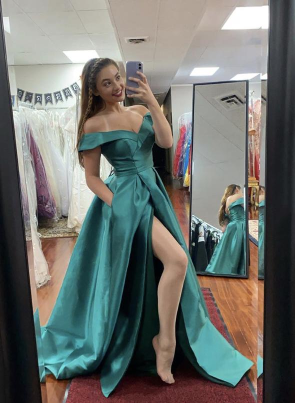 A line satin prom dress simple evening dress cg10753