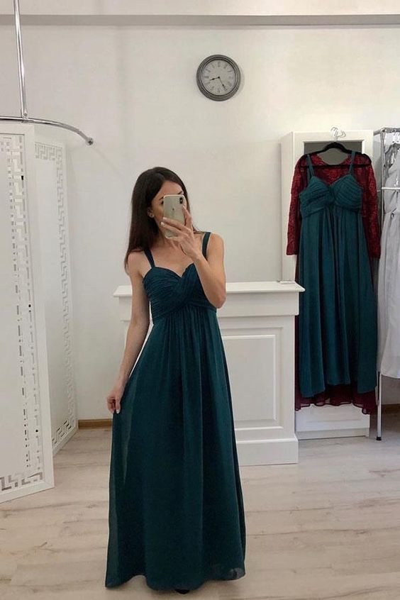 Chic Spaghetti Straps Sweetheart Sleeveless Floor Length Prom Dresses cg10801