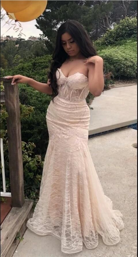 Sweetheart neck Tulle Lace Pink Long Prom Dress, Evening Dress cg10827