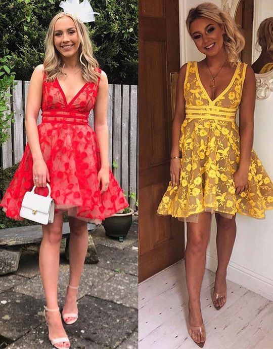 Yellow/Red Homecoming Dresses cg10850