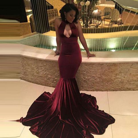 Sexy Burgundy Prom Dress ,Sleeveless Mermaid Evening Gowns cg10867