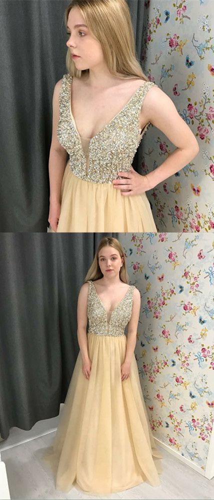 V-Neck Prom Dress, long prom dress cg10874