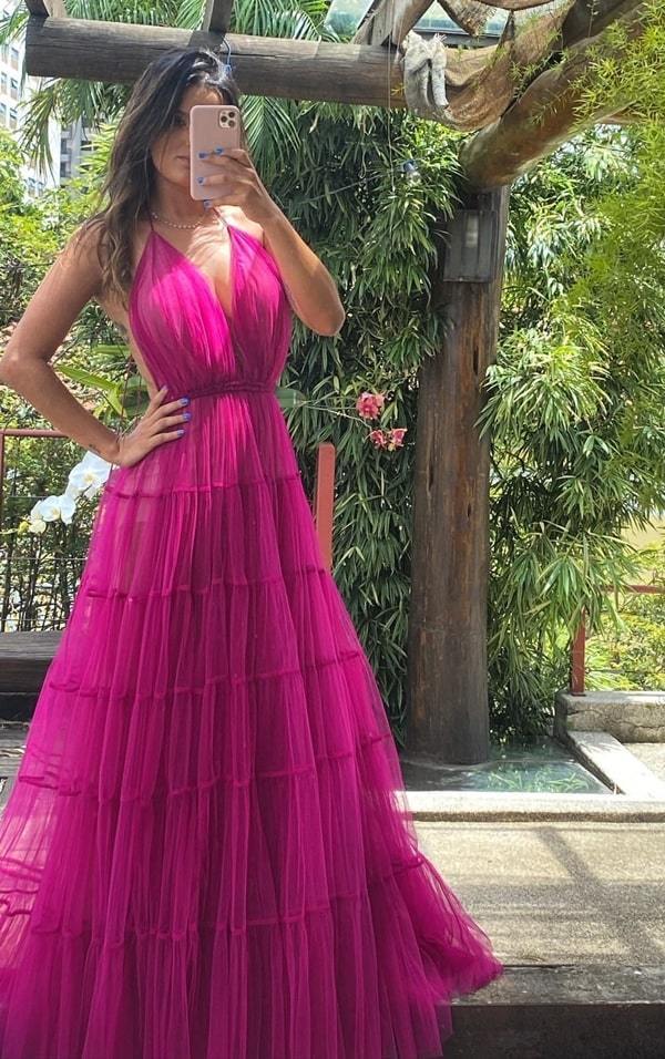 Tulle Prom Dress,A-Line Prom Gown,Spaghetti Straps Evening Dress,Custom Prom Gown cg10888