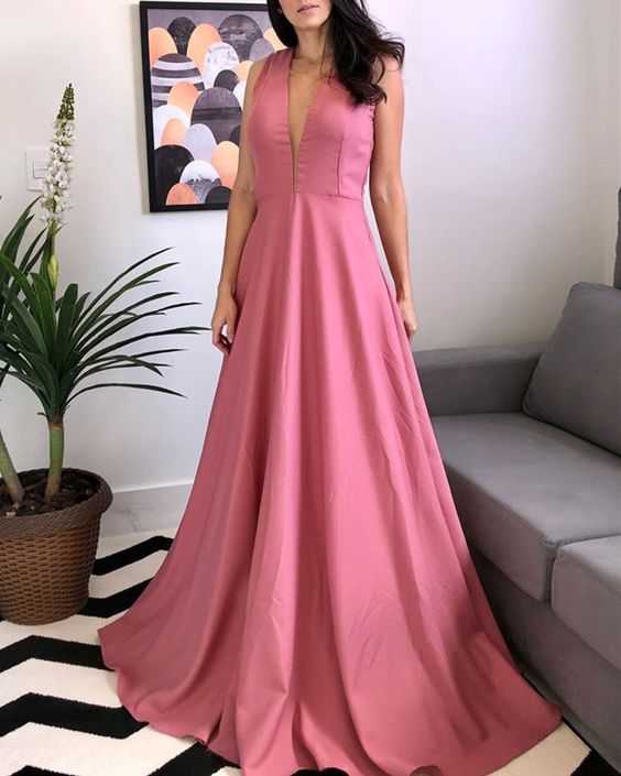 rose pink satin bridesmaid prom dresses for beach weddings cg10993