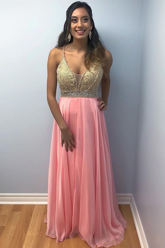 A Line Chiffon Appliques Long Prom Dress with Beading, Sexy Evening Party Dress cg10995