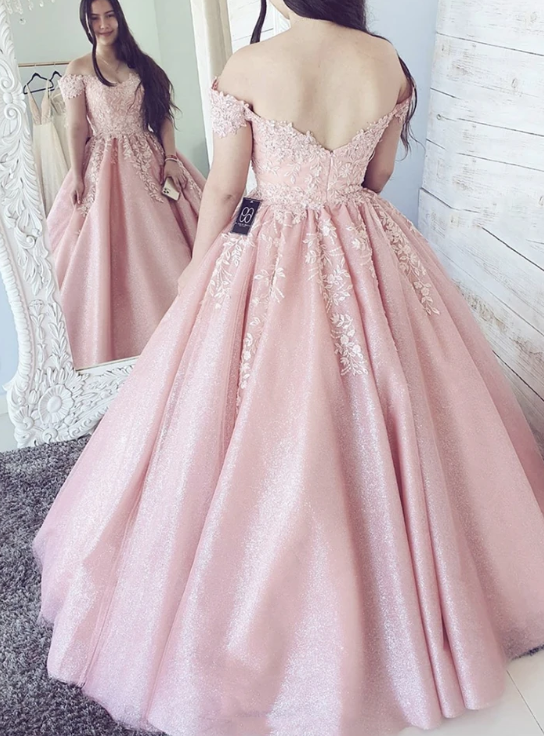 Pink tulle lace ball gown dress prom evening dress cg11016