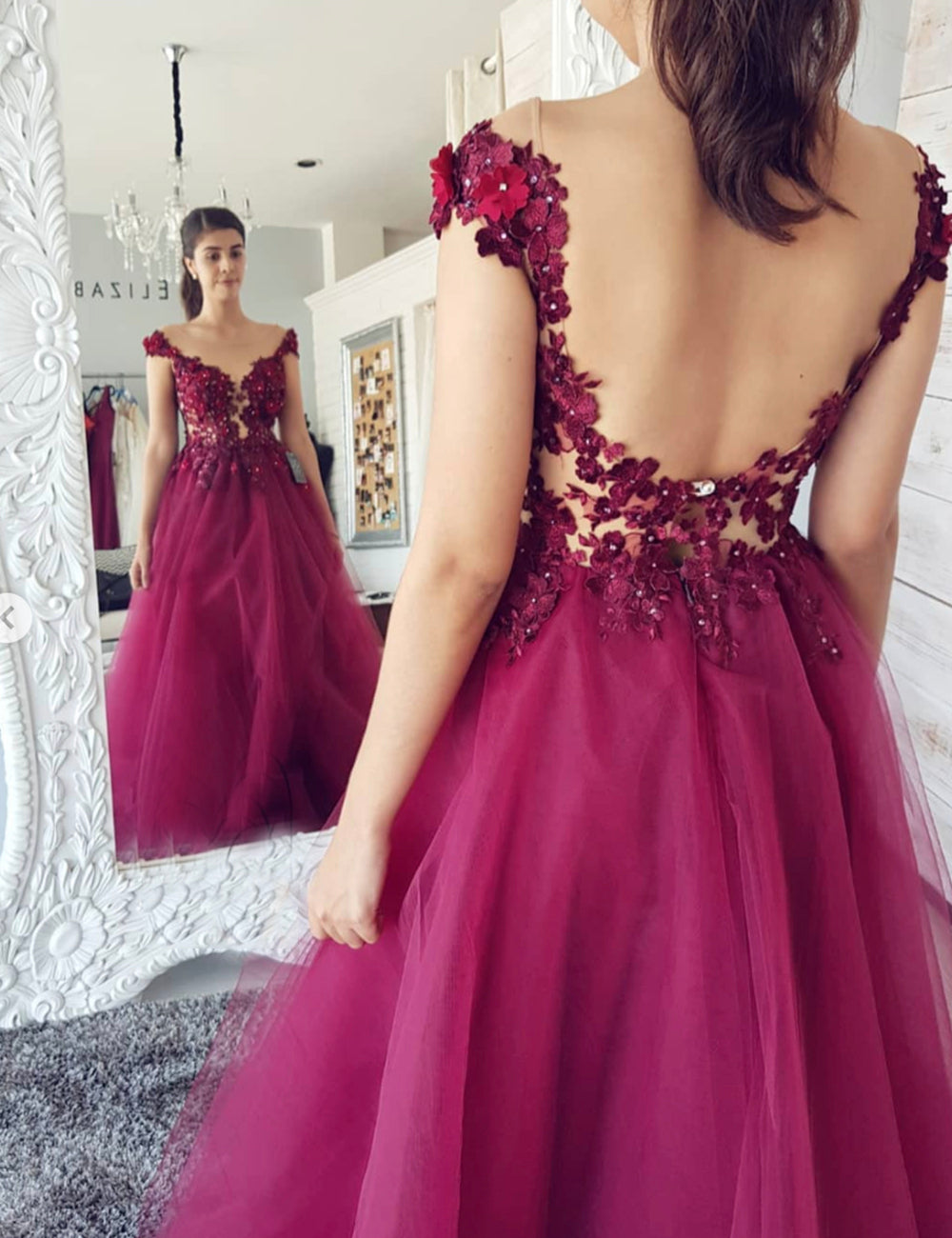 ELEGANT TULLE LACE LONG BALL GOWN prom DRESS cg11019