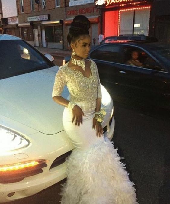 Mermaid Prom Dress,Beaded Prom Dress,Middle Sleeve Prom Dress cg11022