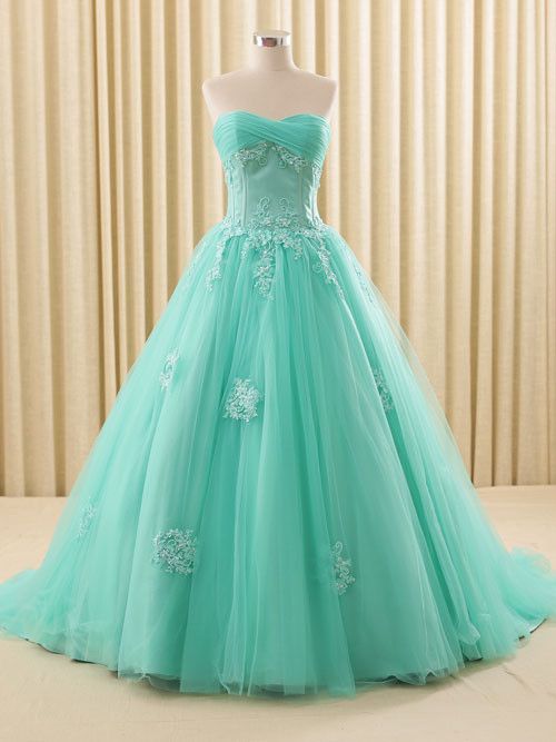 Turquoise Lace Ball Gown Dress prom Dress,princess Ball Gown Dress cg11064