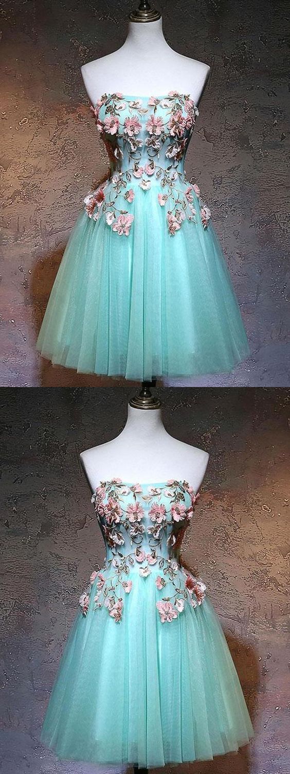 Homecoming Dresses Short A-line Strapless Short/Mini Sleeveless Tulle Homecoming Dress cg1125
