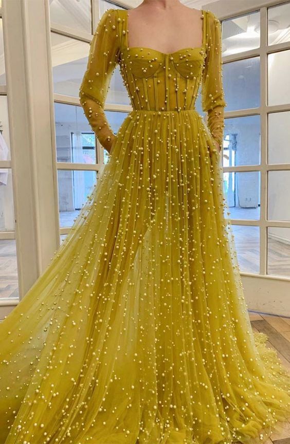 Long Sleeves Prom Dress With Beading cg11255