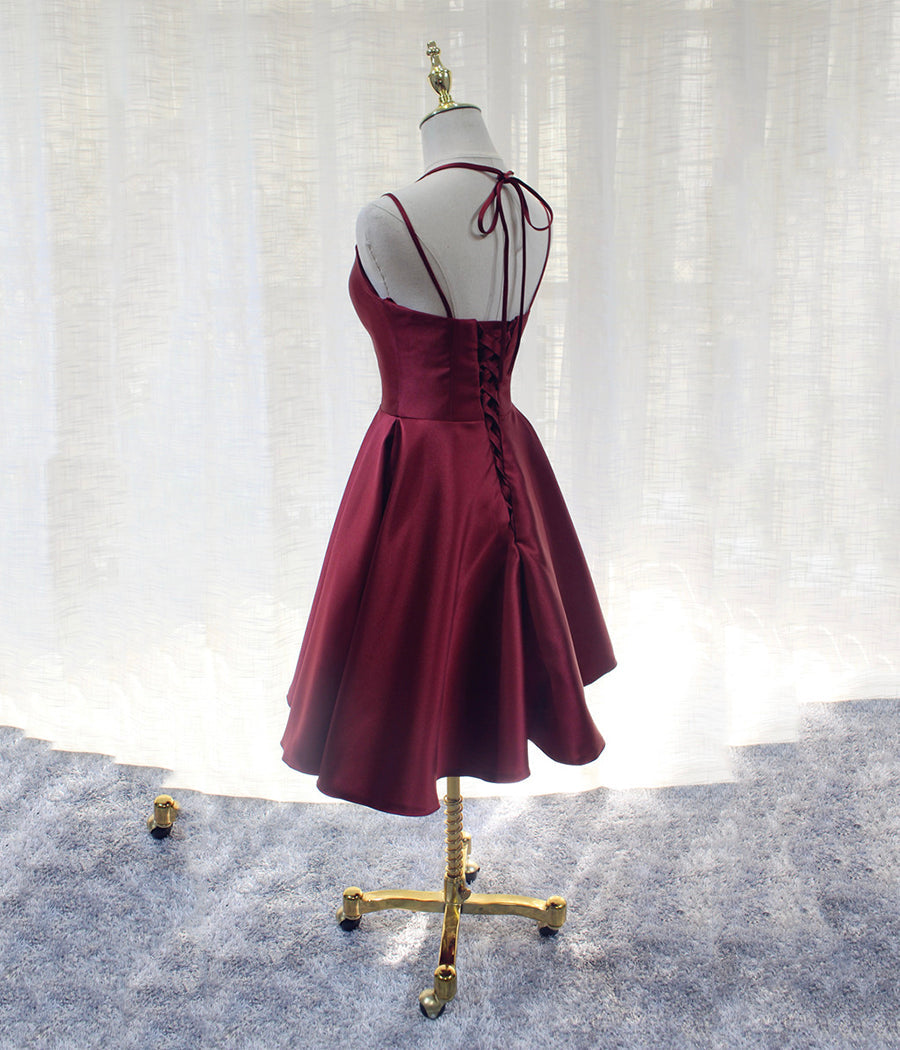 CUTE BURGUNDY SHORT DRESS PARTY DRESS homecoming DRESS BLUE FORMAL DRESS cg11272