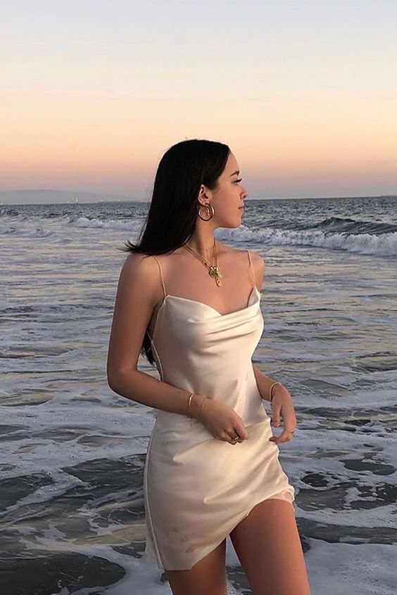 Light Champagne Dress, Short Mini Summer Dress homecoming DRESS cg11290