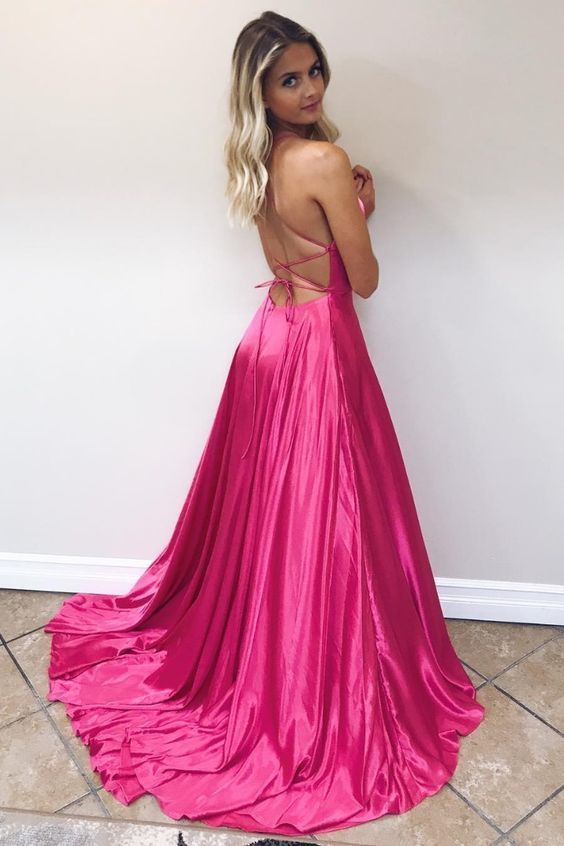 Simply Elegant Prom Dress, PinK Long Prom Dress, Straps Prom Dress with Lace Up Back cg11301