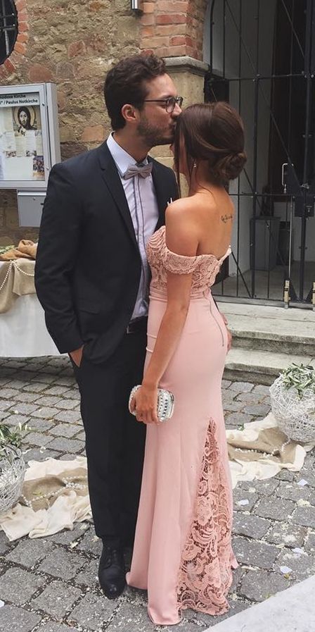 floor length fitted pink wedding guest dress with off the shoulder prom dress cg11326