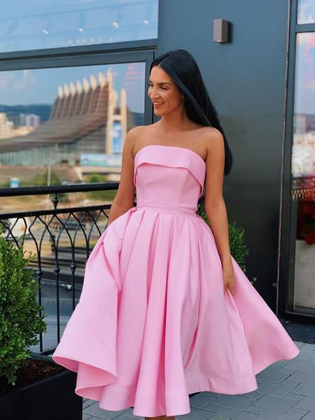 Short Strapless Pink Dresses Formal Homecoming Dresses cg11357