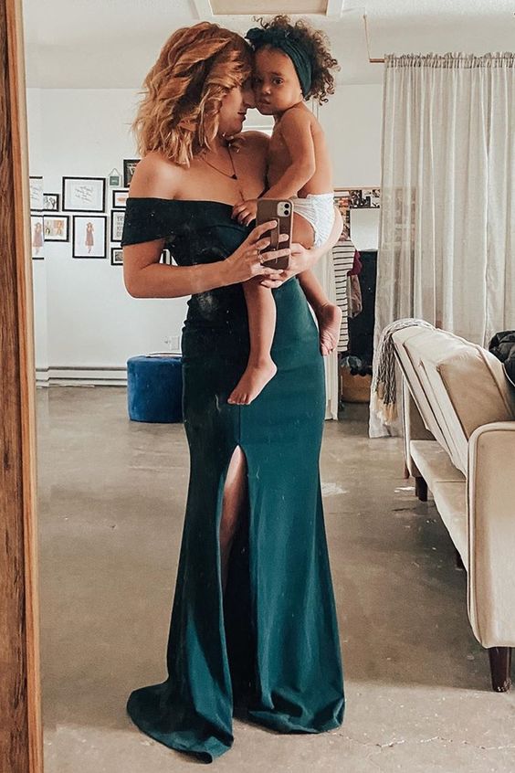 off the shoulder mermaid long evening dress with side slit prom dress evening dress cg11364