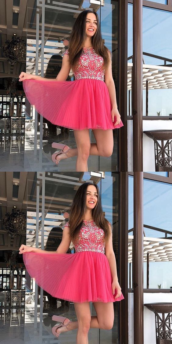 Cute A-Line Cute Beads Short Homecoming Dresses cg11380