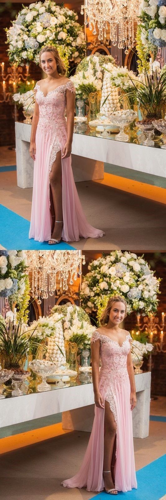 Sexy pink Long Prom Dress with Side Split cg11387