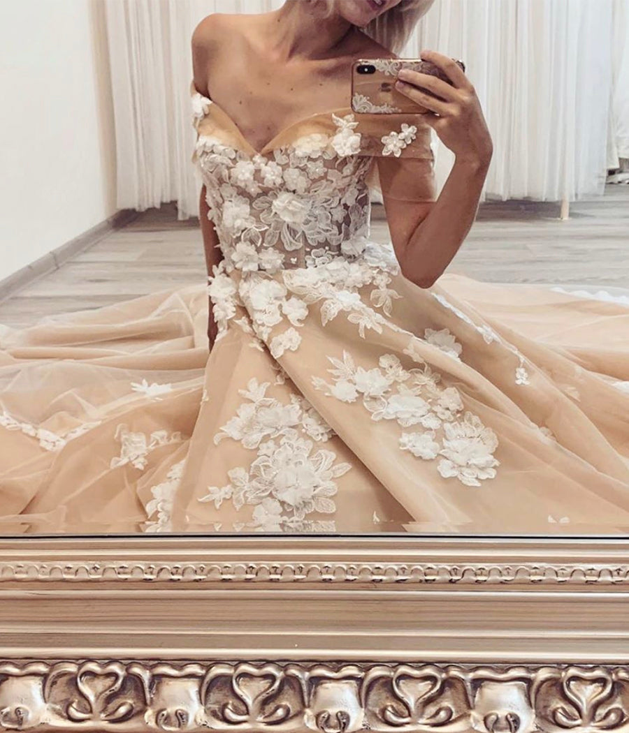 STYLISH TULLE APPLIQUE LONG BALL GOWN DRESS FORMAL PROM DRESS cg11418