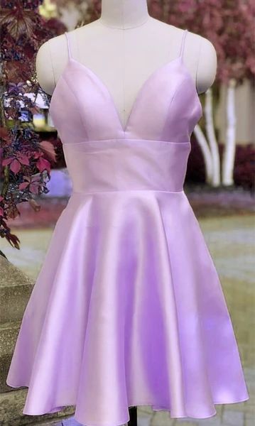 Cute Short Lavender Straps Satin Homecoming Dress cg11560
