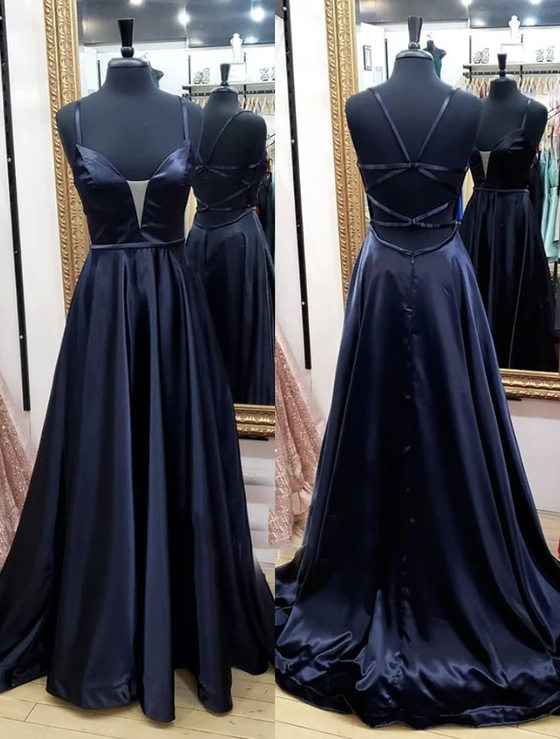 Black satin long prom dress simple evening dress cg11703
