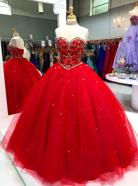 Red organza rhinestone long ball prom gown, long crystal long evening dress cg11744
