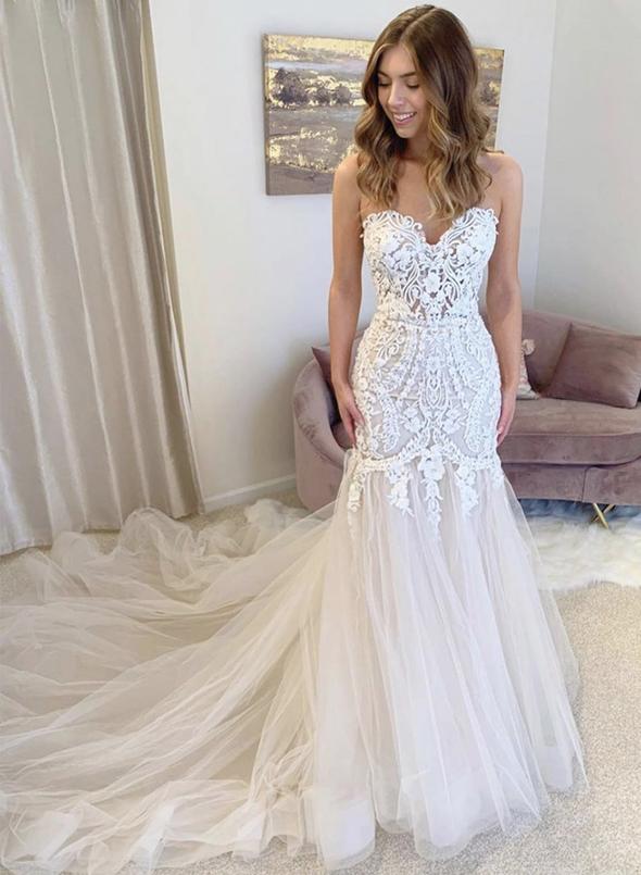 Mermaid lace tulle long prom dress evening dress cg11847
