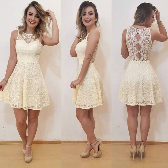 A-Line Short Lace Homecoming Party Dress cg11873