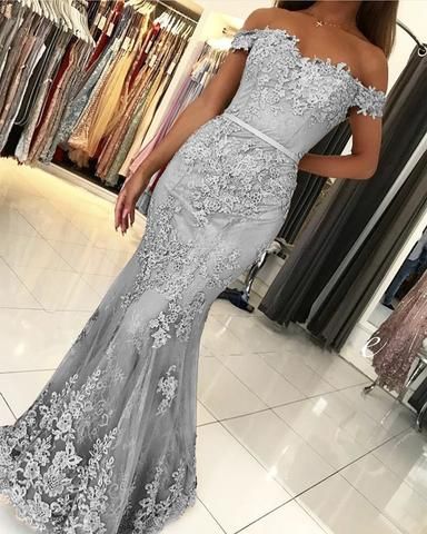 Lace Mermaid Prom Dresses Off Shoulder Formal Gowns cg11885