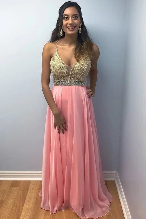 A Line Chiffon Appliques Long Prom Dress with Beading, Sexy Evening Party Dress cg12092