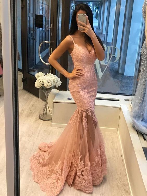 Sexy Lace Appliques Mermaid Prom Dress, Sparkly Party Gowns cg12122