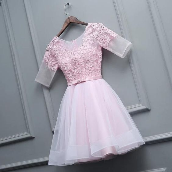 Lovely Pink Tulle Short Party Dress, Pink Homecoming Dress cg12254