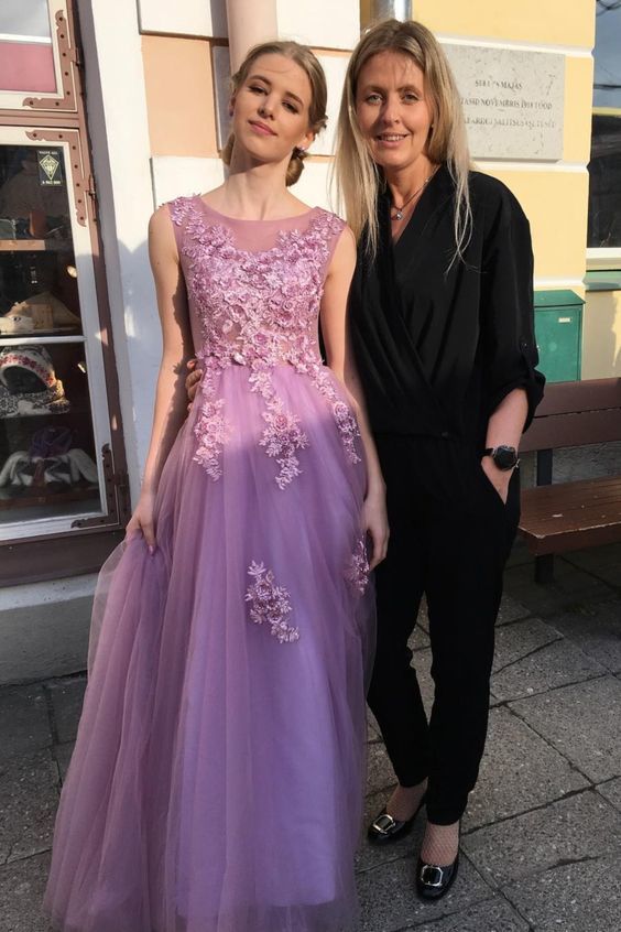 A-line lilac long prom dress cg12271