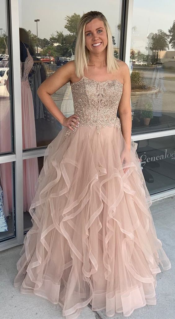 Princess Strapless Long Ball Gown Prom Dresses cg12316