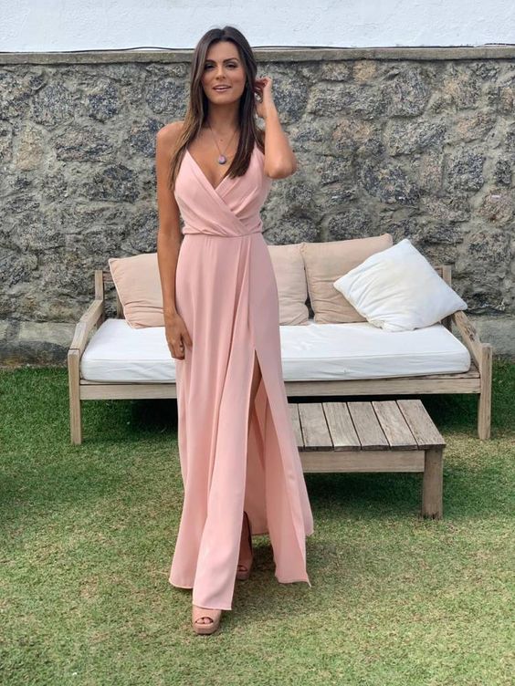 pink Prom Dress,V-Neck Prom Dresses,A-Line Prom Dress cg12399