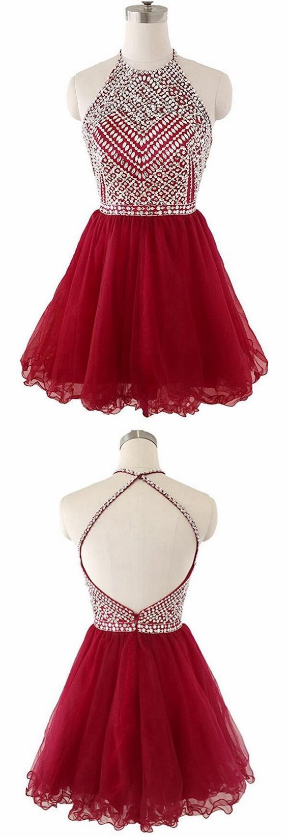 Red Homecoming Dress with Cross Back Strap cg12434