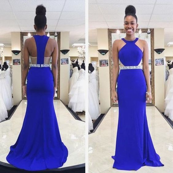 Royal Blue Beading Mermaid Prom Dresses Long Evening Dress for Women cg12598