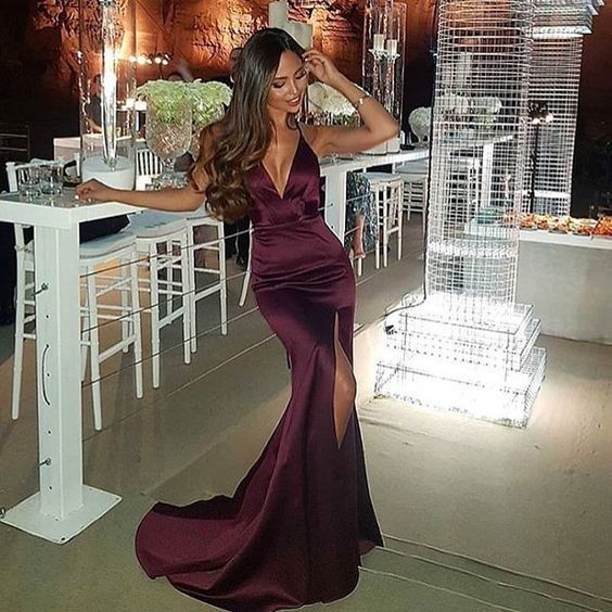 A-line V Neck Long Prom Dress cg12711