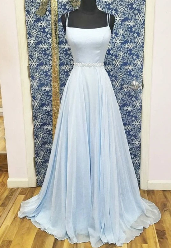 Blue chiffon long prom dress blue evening dress cg12713