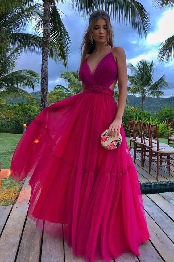 A-line V Neck Prom Dress , Sexy Prom Dress cg12720