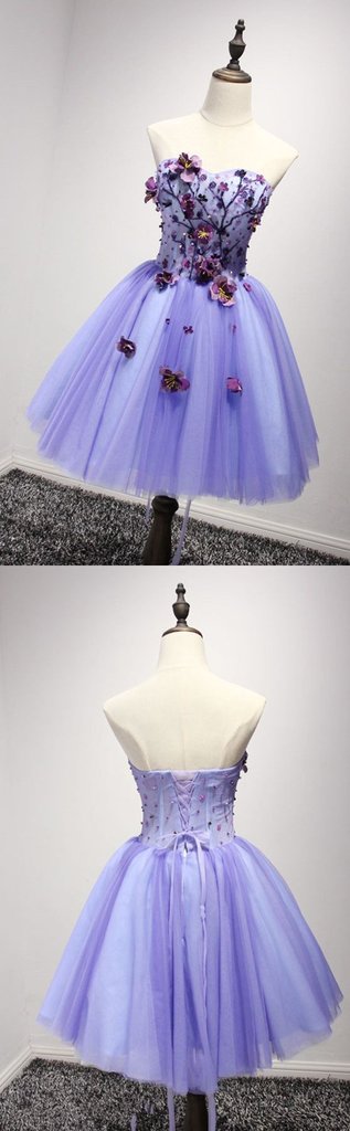 Lovely Purple Sweetheart Flowers Homecoming Dress cg12872