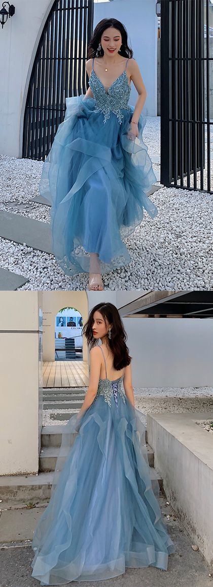 Blue Long Prom/Evening Dress Appliques cg12904