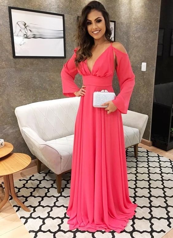 A-line Prom Dress With Long Sleeves , Charming Prom Dress cg12958