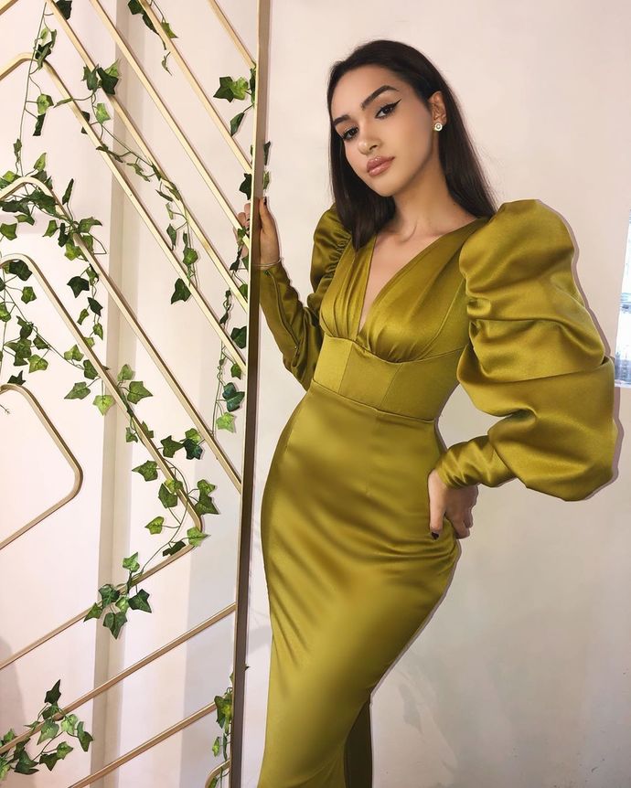 Gorgeous Mermaid Long Sleeves V-neck Long Prom Dress cg12984